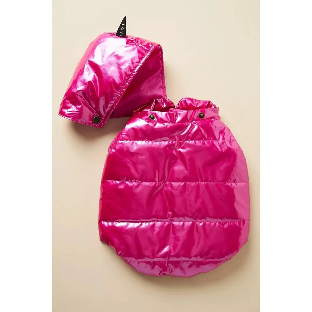Found My Animal Dog Puffer Coat Raspberry Size Medium Shiny Hooded Pet‎ Jacket